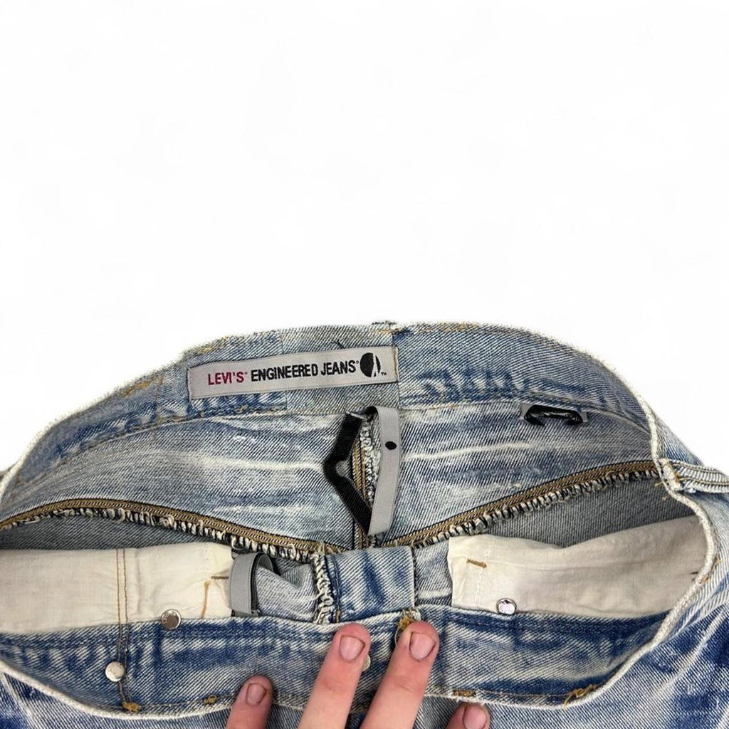 Rare Vintage Grail 1999 Levi’s Engineered Twisted Skull Denim Shorts