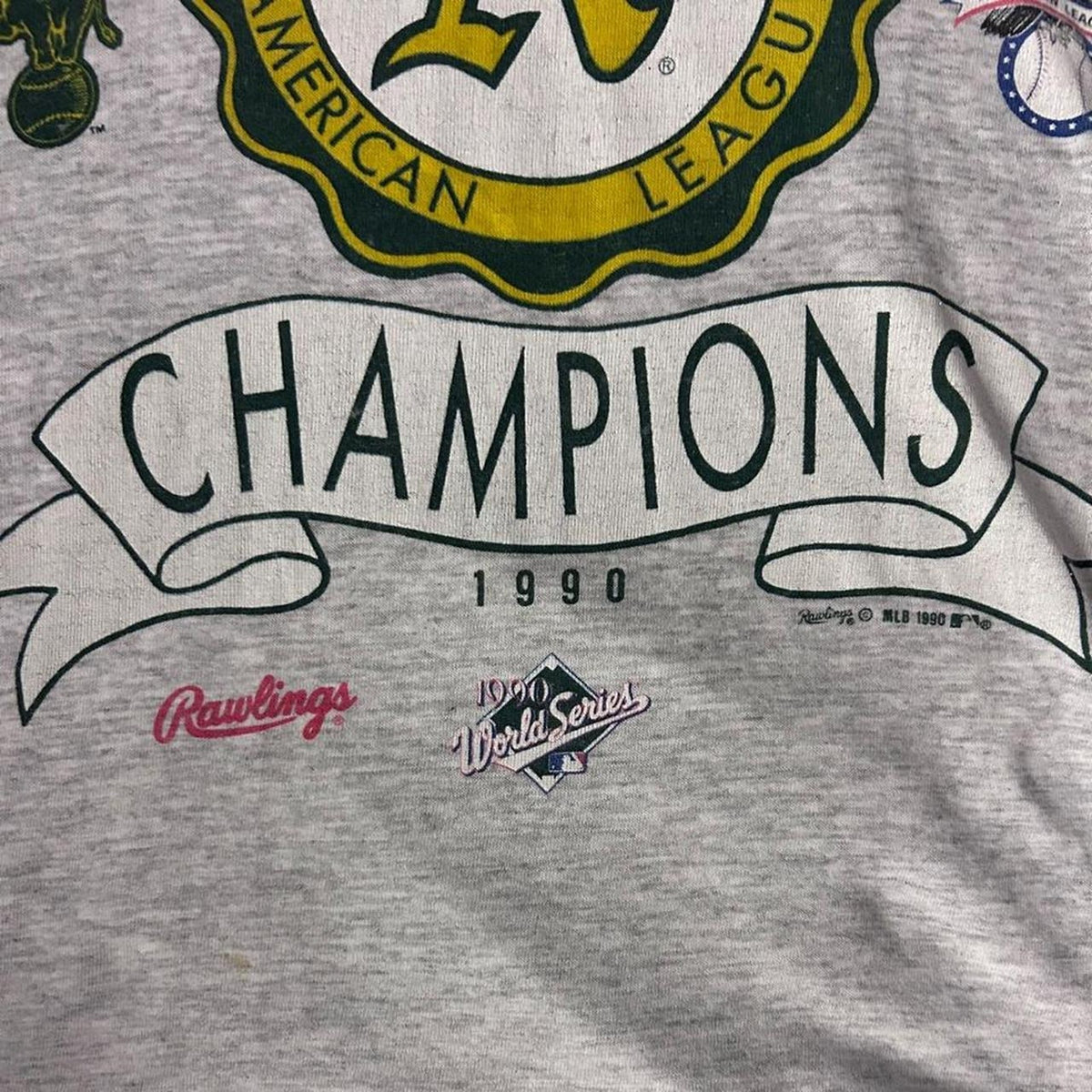 Vintage 1990 Oakland Athletics Champions World Series Rawlings MLB Single Stitch