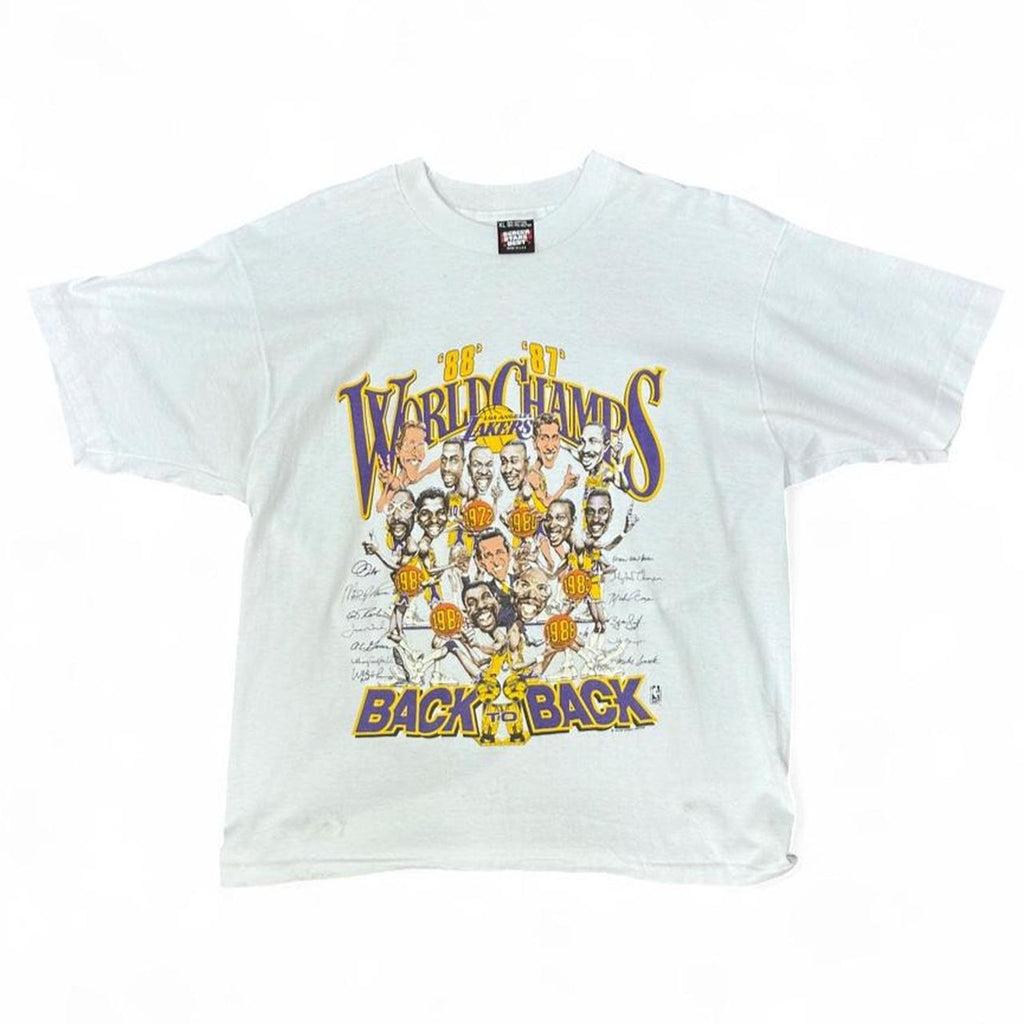 Vintage Lakers Back To Back World Champs 87-88 Caricature T-Shirt