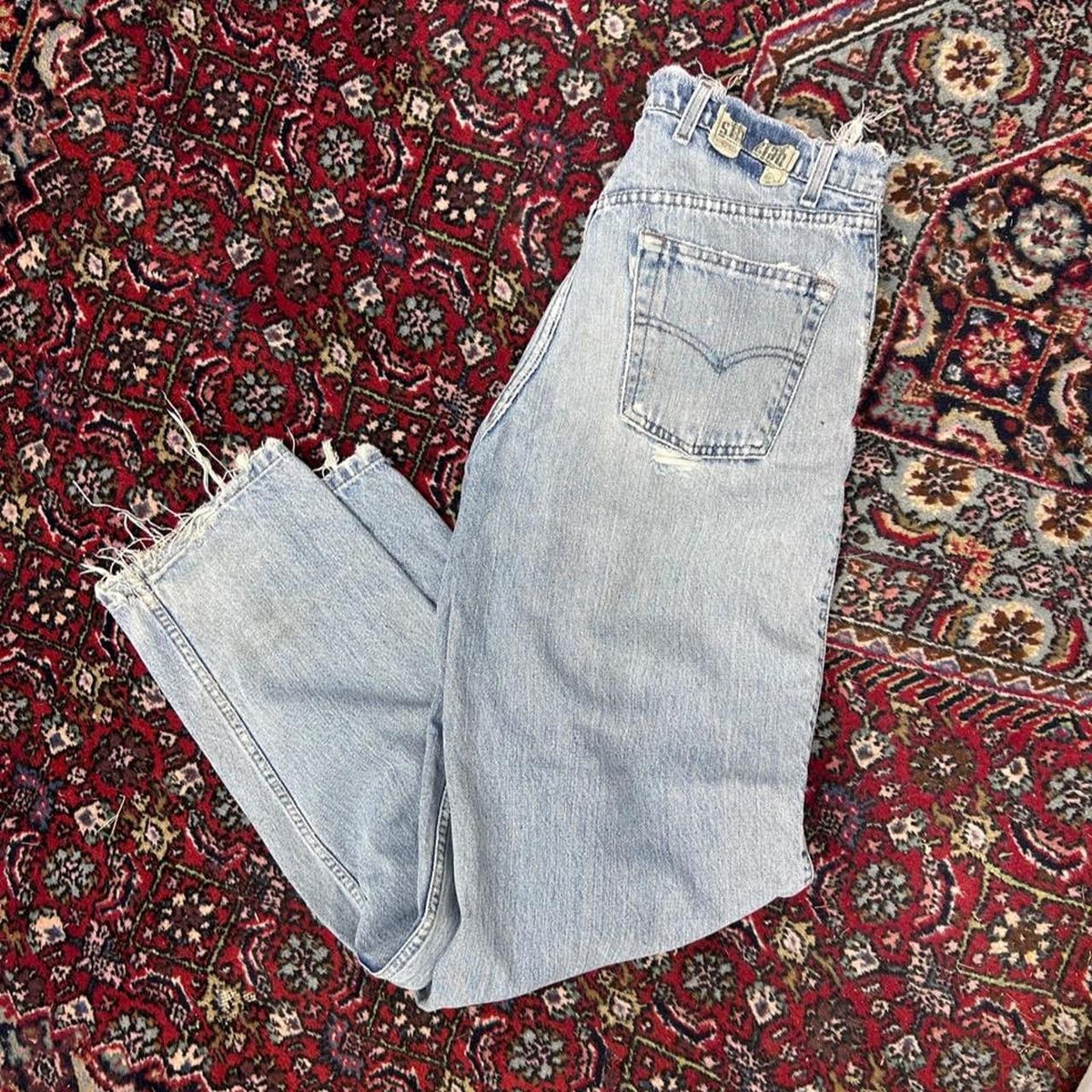 Vintage Levi’s Silvertab Baggy Light wash Raw Cut Distressed Grunge Y-2k Denim