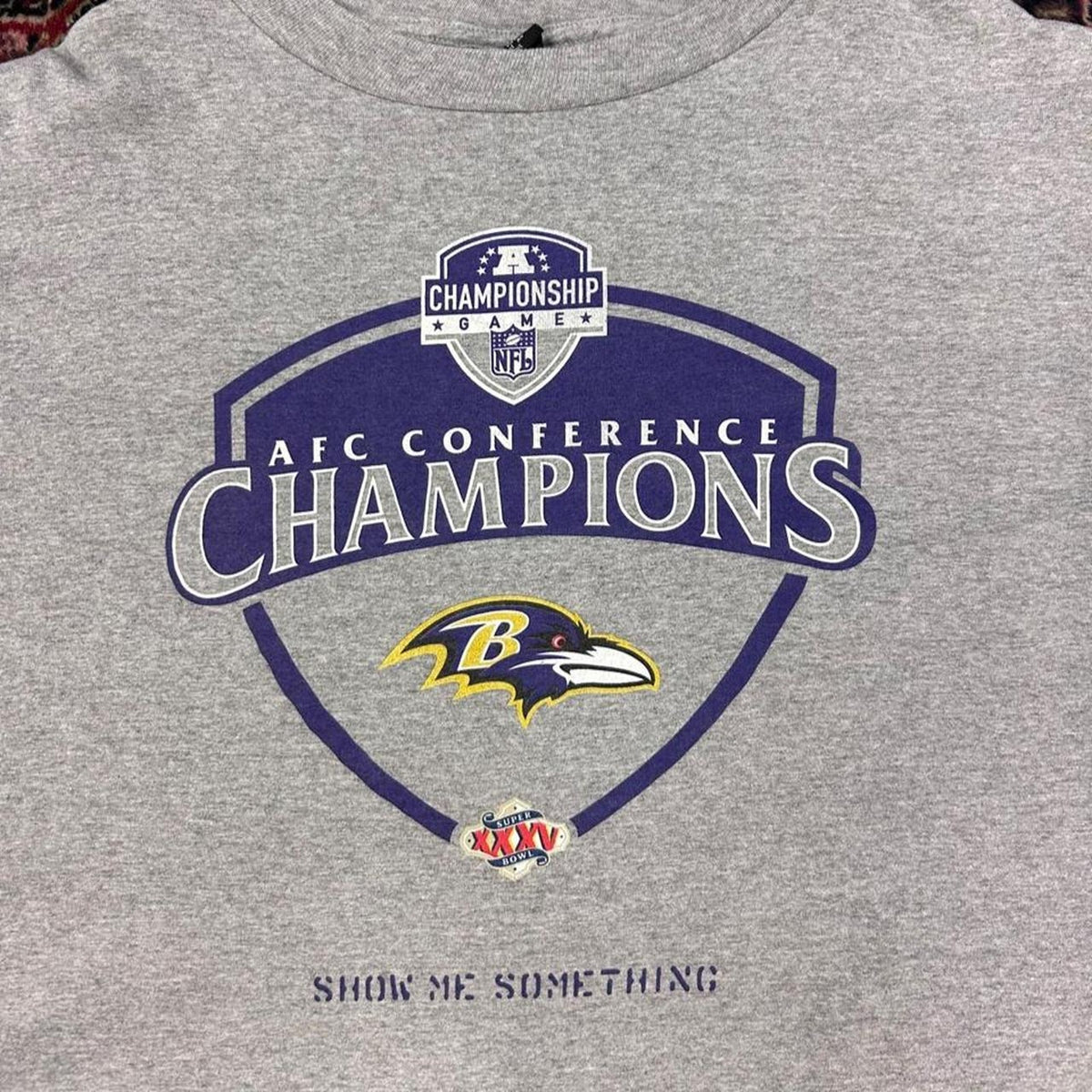 Vintage 2000s Baltimore Ravens AFC Conference Champions Gray Tee