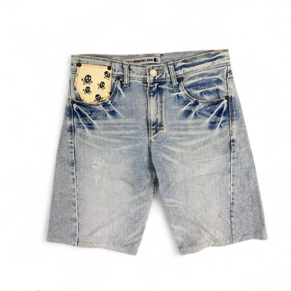 Rare Vintage Grail 1999 Levi’s Engineered Twisted Skull Denim Shorts