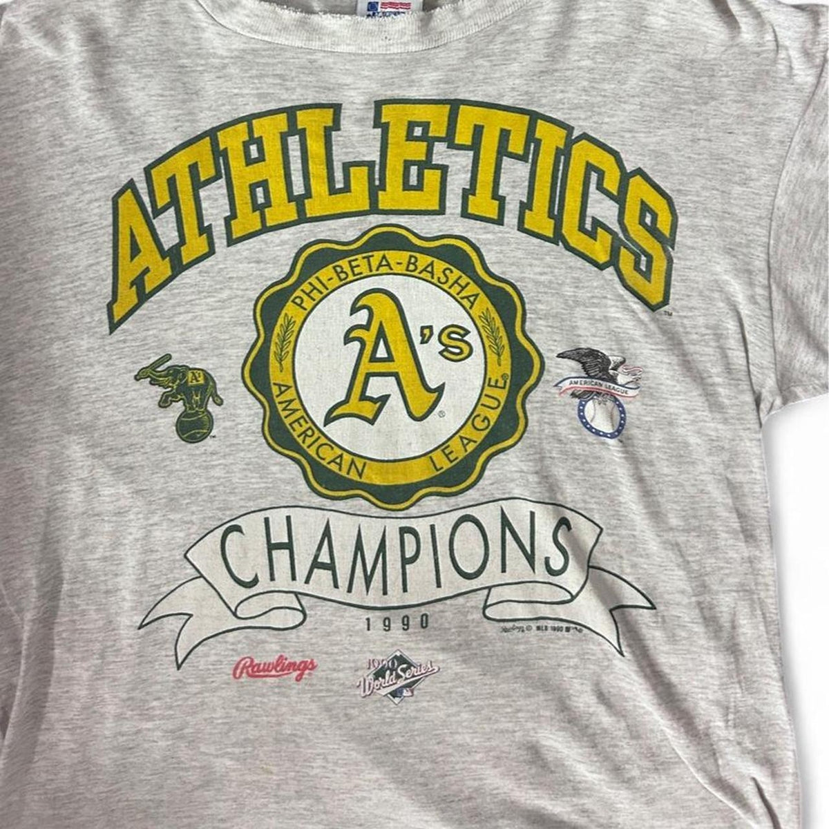 Vintage 1990 Oakland Athletics Champions World Series Rawlings MLB Single Stitch