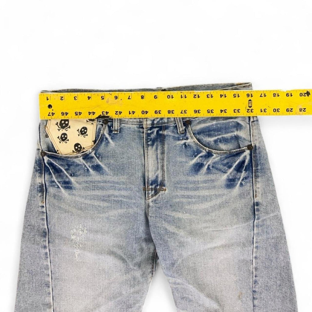 Rare Vintage Grail 1999 Levi’s Engineered Twisted Skull Denim Shorts